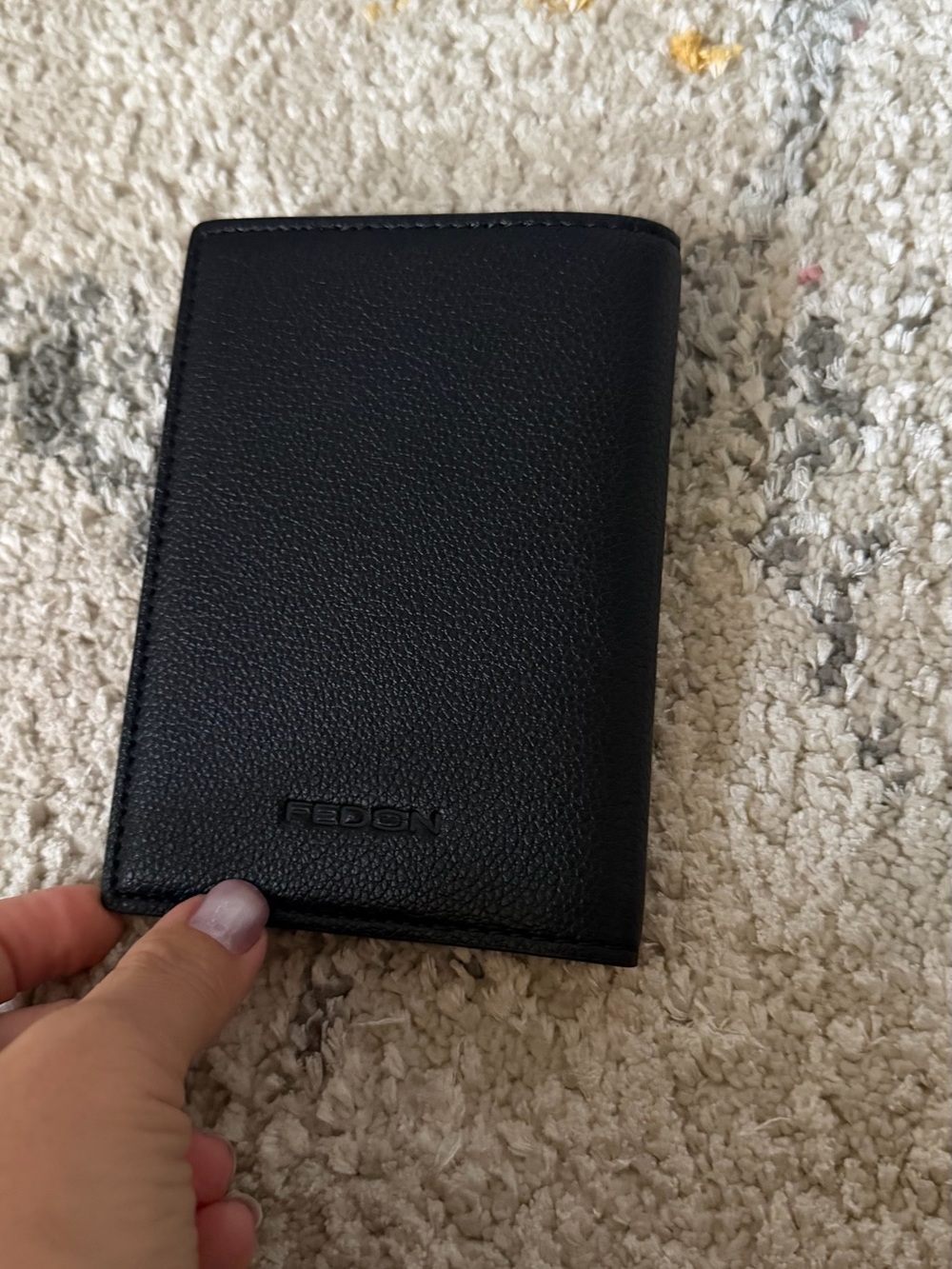 Black Leather Passport Wallet - Compact Travel Organizer